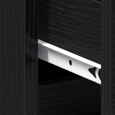 vidaXL Κομοδίνο με Ξύλινο Πόδι Μαύρη Δρυς 40x35x69 εκ 1 τεμ.