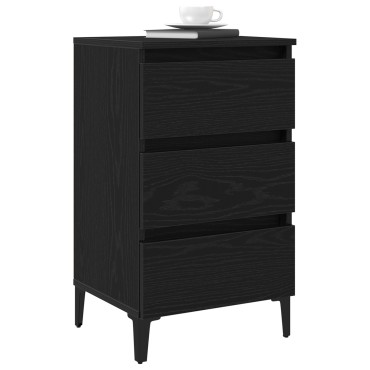 κομοδίνο vidaXL με μεταλλικό πόδι Μαύρο Ξύλο 40x35x69 εκ 1 τεμ.