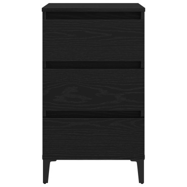 κομοδίνο vidaXL με μεταλλικό πόδι Μαύρο Ξύλο 40x35x69 εκ 1 τεμ.