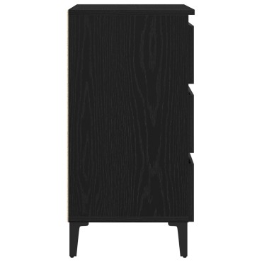 κομοδίνο vidaXL με μεταλλικό πόδι Μαύρο Ξύλο 40x35x69 εκ 1 τεμ.