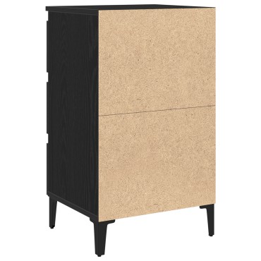 κομοδίνο vidaXL με μεταλλικό πόδι Μαύρο Ξύλο 40x35x69 εκ 1 τεμ.