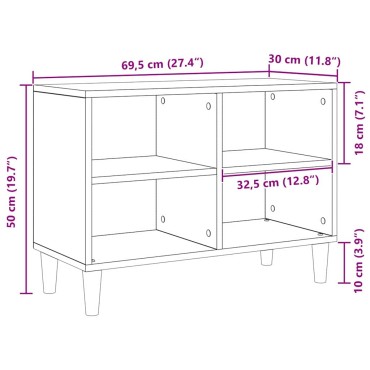 vidaXL Ντουλάπι TV 69,5x30x50cm Μαύρη Οξυά Επεξεργασμένο Ξύλο