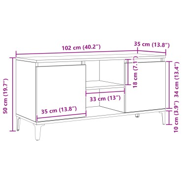 vidaXL Βάση Τηλεόρασης σε Μαύρο Δρυς 102x35x50cm από Επεξεργασμένο Ξύλο