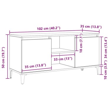 vidaXL Ντουλάπι TV 102x35x50cm Μαύρη Οξυά Επεξεργασμένο Ξύλο