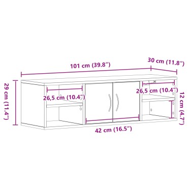 vidaXL Επιτοίχια Ράφα Μαύρη Δρυς 140x41x75cm Επεξεργασμένο Ξύλο