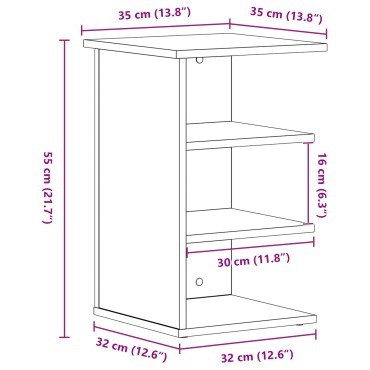 vidaXL Πλευρική Ντουλάπα Μαύρο Δρυς 35x35x55cm Επεξεργασμένο ξύλο 1 τεμ.