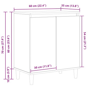 vidaXL Μπουφές Μαύρος Δρυς 60x35x70 cm Επεξεργασμένο Ξύλο 1 τεμ.