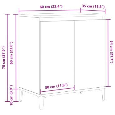 vidaXL Μπουφές Μαύρη Δρυς 60x35x70cm από Μηχανοποιημένο Ξύλο 1 τεμ.