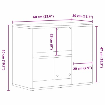 vidaXL Πλαϊνό γραφείο Μαύρη Οξυά 60x30x50cm Επεξεργασμένο Ξύλο 1 τεμ.