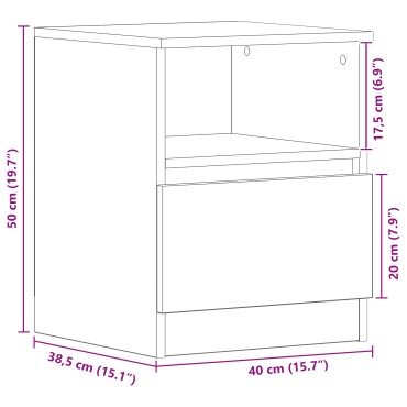 vidaXL Κομοδίνο Μαύρο Δρυς 40x40x50cm από Ξύλο 1 τεμ.