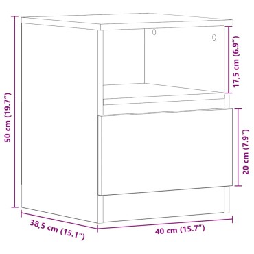 vidaXL Κομοδίνο Μαύρη Οξυά 40x40x50cm Επεξεργασμένο Ξύλο 1 τεμ.