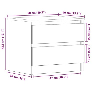 vidaXL Κομοδίνο Μαύρη Οξυά 50x40x43,5cm Επεξεργασμένο Ξύλο 1 τεμ.
