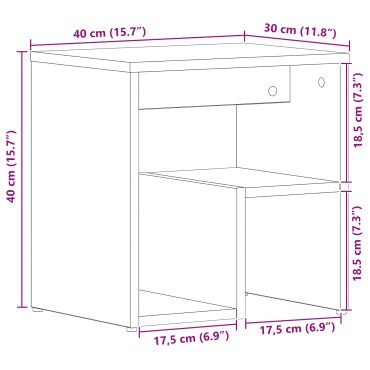 vidaXL Κομοδίνο Μαύρη Δρυς 40x30x40cm Συνθετικό Ξύλο 1 τεμ.