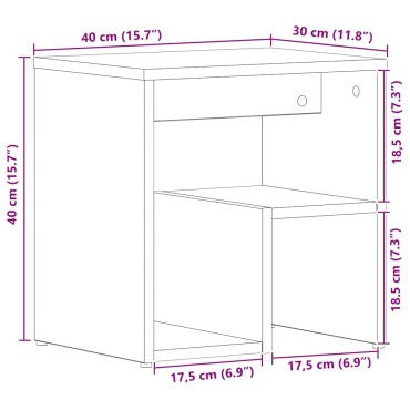 vidaXL Κομοδίνο Μαύρη Οξυά 40x30x40cm Επεξεργασμένο ξύλο 1 τεμ.