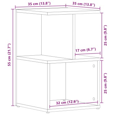 vidaXL Κομοδίνο σε Μαύρο Δρυς 35x35x55cm από Επεξεργασμένο Ξύλο 1 τεμ.