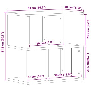 vidaXL Κομοδίνο Μαύρη Δρυς 50x30x51,5cm Επεξεργασμένο Ξύλο 1 τεμ.