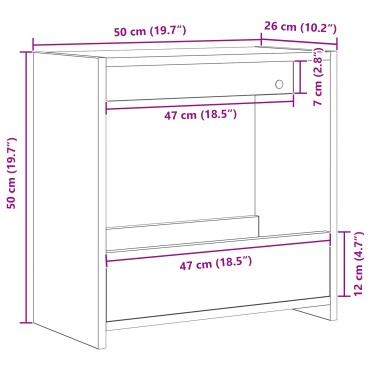 vidaXL Τραπέζι Δίπλα στον Καναπέ Μαύρο Δρύς 50x26x50cm Επεξεργασμένο Ξύλο 1 τεμ.