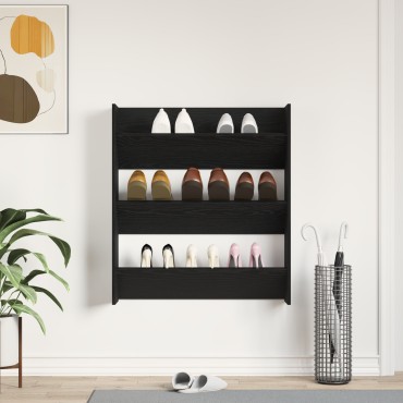 vidaXL Ντουλάπα Παπουτσιών Μαύρο Δρυς 80x18x90cm από Επεξεργασμένο Ξύλο