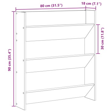 vidaXL Ντουλάπα Παπουτσιών Μαύρο Δρυς 80x18x90cm από Επεξεργασμένο Ξύλο