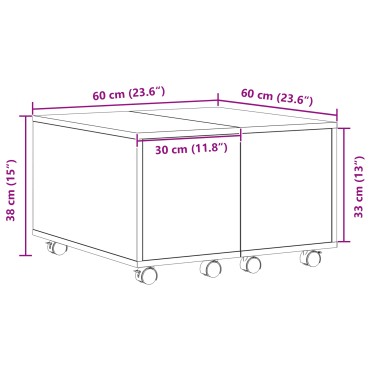 vidaXL Τραπεζάκι Καφέ Μαύρη Δρυς 60x60x38cm από Ξύλο 1 τεμ.