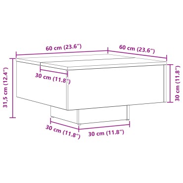 vidaXL Καφέ Τραπέζι Μαύρης Δρυός 60x60x31,5cm Φτιαγμένο από Ξύλο