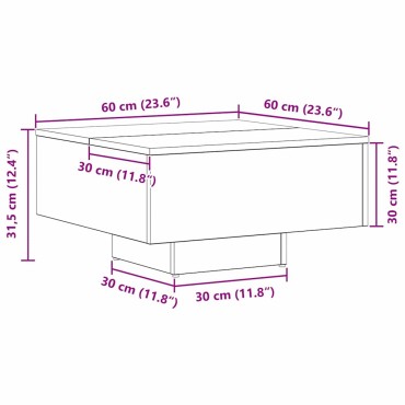 vidaXL Τραπεζάκι σαλονιού Μαύρη Οξυά 60x60x31,5 εκ 1 τεμ.