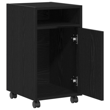vidaXL Κομοδίνο με Ρόδες Μαύρο Δρυς 33x38x60cm Ξύλο 1 τεμ.