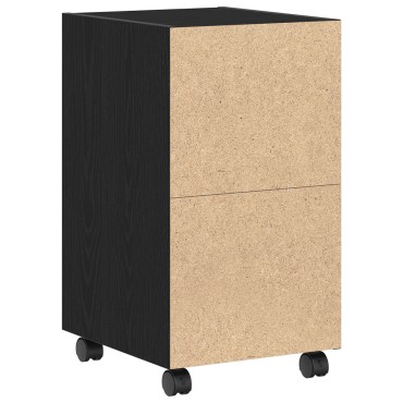 vidaXL Κομοδίνο με Ρόδες Μαύρο Δρυς 33x38x60cm Ξύλο 1 τεμ.