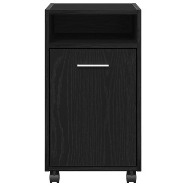 vidaXL Κομοδίνο με Ρόδες Μαύρο Δρυς 33x38x60cm Ξύλο 1 τεμ.