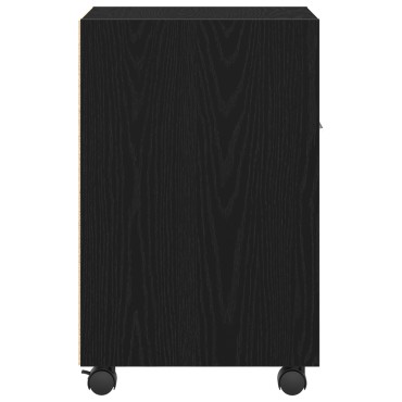 vidaXL Κομοδίνο με Ρόδες Μαύρο Δρυς 33x38x60cm Ξύλο 1 τεμ.