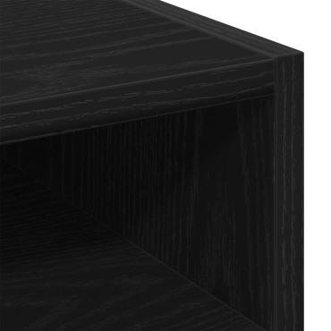 vidaXL Κομοδίνο με Ρόδες Μαύρο Δρυς 33x38x60cm Ξύλο 1 τεμ.