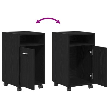 vidaXL Κομοδίνο με Ρόδες Μαύρο Δρυς 33x38x60cm Ξύλο 1 τεμ.