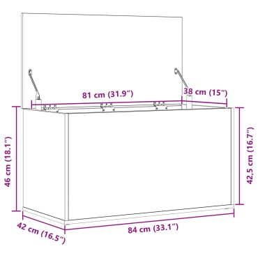 vidaXL Κουτί Αποθήκευσης Μαύρος Δρυς 84x42x46cm Ξύλο επεξεργασμένο 1 τεμ.