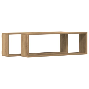 VidaXL Ράφια 2 τεμ. από Δρυς 80x15x26cm Επεξεργασμένο Ξύλο