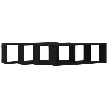 vidaXL Ράφια τοίχου 4 τεμ. Μαύρο Δρύς 80x15x26cm Επεξεργασμένο ξύλο