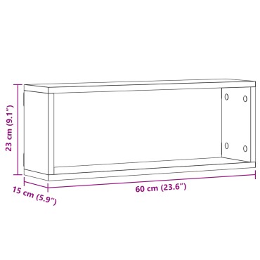 vidaXL Ράφια Τοίχου Επιτοίχιο 2 τεμ. Μαύρη Οξυά 60x15x23cm