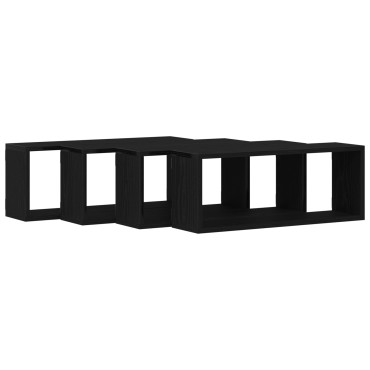 Σετ 4 Ραφιών vidaXL - Μαύρη Δρυς - 60x15x23cm - Φτιαγμένο από Μηχανική Ξυλεία
