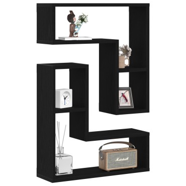 vidaXL Ράφια 2 τεμ. Μαύρη Δρυς 50x15x85cm Φτιαγμένο από Ξύλο