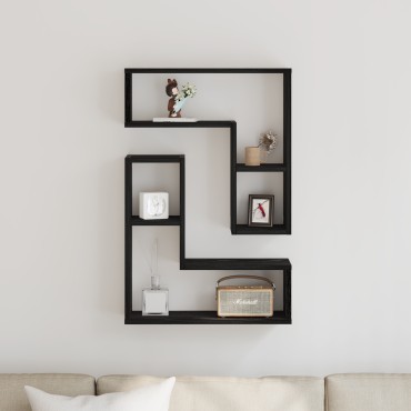 vidaXL Ράφια 2 τεμ. Μαύρη Δρυς 50x15x85cm Φτιαγμένο από Ξύλο