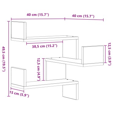 Ράφι Γωνίας vidaXL Μαύρο Δρυς 40x40x49,5cm Ξύλο επεξεργασμένο