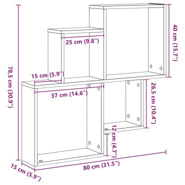 vidaXL Ντουλάπα Τοίχου Μαύρο Δρυς 80x15x78,5cm Από Επεξεργασμένο Ξύλο