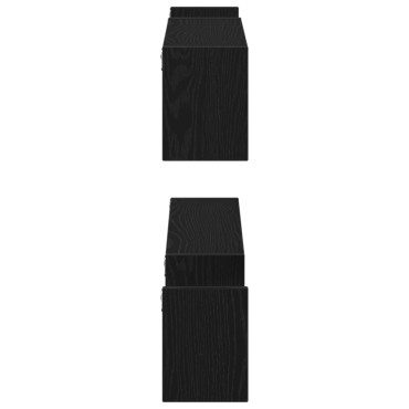 VidaXL Επιτοίχια Ράφα 2 τεμ. Μαύρη Οξιά 100x15x70cm Επεξεργασμένο Ξύλο