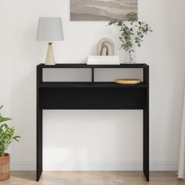 vidaXL Μαύρο Δρυς Τραπέζι Κονσόλας - 78x30x80cm - Φτιαγμένο από Επεξεργασμένο Ξύλο