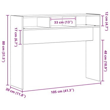 vidaXL Κονσόλα Μαύρη Δρυς 105x30x80cm Φτιαγμένη από ξύλο 1 τεμ.