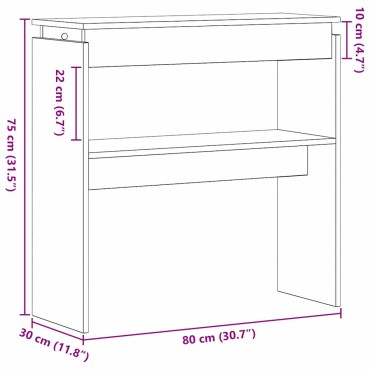 vidaXL Τραπέζι κονσόλας Μαύρη Οξυά 80x30x80cm Επεξεργασμένο Ξύλο 1 τεμ.