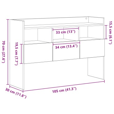 vidaXL Μπουφές Μαύρο Δρυς 105x30x70cm από Επεξεργασμένο Ξύλο 1 τεμ.