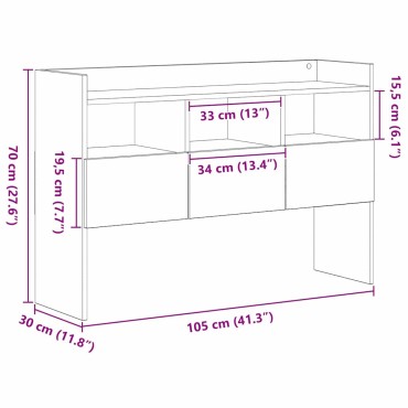 vidaXL Πλαϊνό γραφείο Μαύρη Οξυά 105x30x70cm Επεξεργασμένο Ξύλο 1 τεμ.