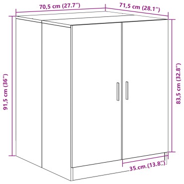 VidaXL Ντουλάπα Πλυντηρίου Μαύρη Δρυς 70,5x71,5x91,5 εκ από Επεξεργασμένο Ξύλο