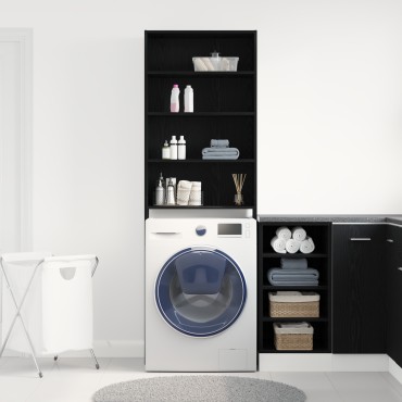 vidaXL Ντουλάπα Πλυντηρίου Μαύρη Βελανιδιά 64x24x190 εκ Επεξεργασμένο Ξύλο