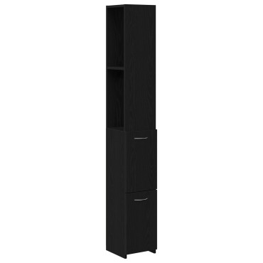 vidaXL Ντουλάπα Μπάνιου Μαύρη Δρυς 25x25x170cm από Επεξεργασμένο Ξύλο